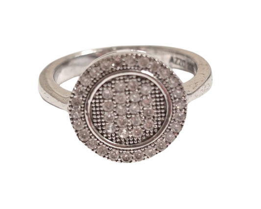 Sortija plata de ley con circonitas