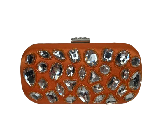 Bolso Clutch naranja piedras