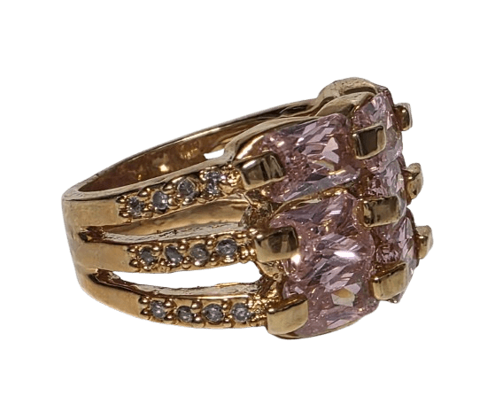 Anillo chapado en oro con circonitas - Lilium Candle