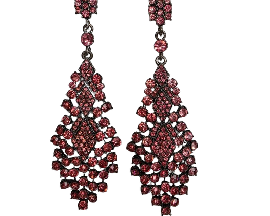 Pendientes largos cristal rosa